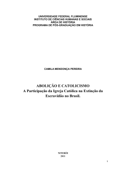 Aboli&ccedil;&atilde;o e catolicismo a participa&ccedil;&atilde;o da Igreja Cat&oacute;lica na