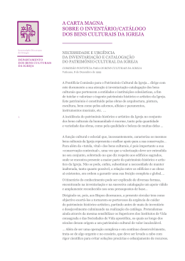 a carta magna sobre o invent&aacute;rio/cat&aacute;logo dos bens culturais da igreja