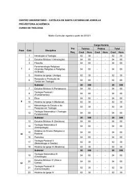 Matriz e ementa do curso - Cat&oacute;lica de Santa Catarina