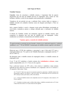 1 Aula Toque de Mestre Trabalho Noturno