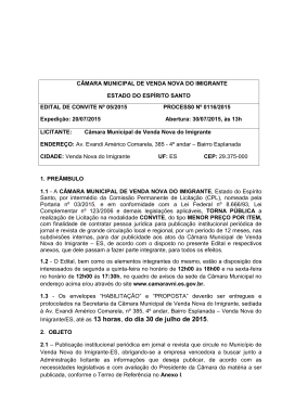 Imigrante/ES, at&eacute; as 13 horas, do dia 30 de julho de 2015.
