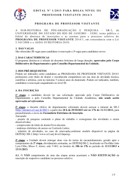 EDITAL N&ordm; 1/2013 PARA BOLSA N&Iacute;VEL III PROFESSOR VISITANTE