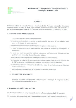 Realiza&ccedil;&atilde;o do IV Congresso de Inicia&ccedil;&atilde;o Cient&iacute;fica e