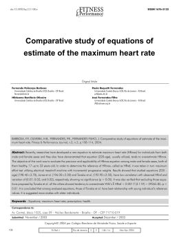Comparative study of equations of estimate of the maximum heart rate