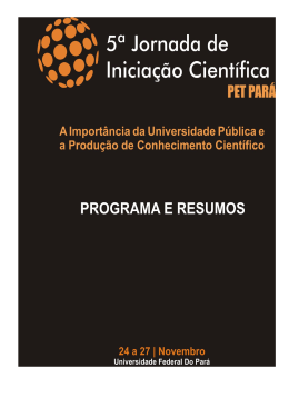 V JORNADA DE INICIAÇÃO CIENTÍFICA DOS GRUPOS PET DO