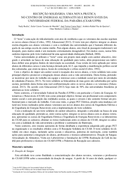recep&ccedil;&atilde;o solid&aacute;ria - CEAR - Universidade Federal da Para&iacute;ba