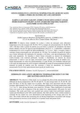 efeito imediato e latente da temperatura do ar de secagem sobre a