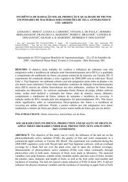 incid&ecirc;ncia de radia&ccedil;&atilde;o solar, produ&ccedil;&atilde;o e qualidade de frutos em
