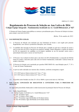 Edital do Processo de Sele&ccedil;&atilde;o de 2016 - Ensino