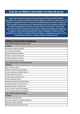 Lista de candidatos aprovados na etapa de prova