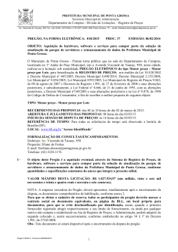 Edital do preg&atilde;o n&ordm; 018/2015 - Prefeitura Municipal de Ponta Grossa