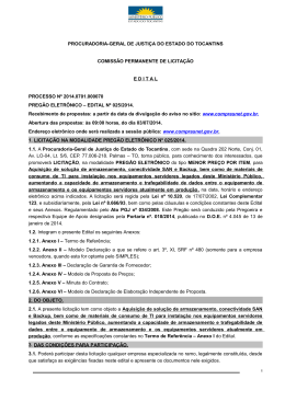 EDITAL DE LICITA&Ccedil;&Atilde;O - Minist&eacute;rio P&uacute;blico do Estado do Tocantins