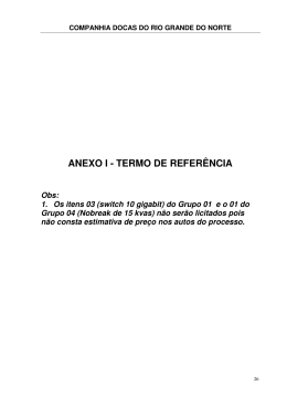 ANEXO I - TERMO DE REFER&Ecirc;NCIA