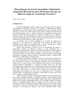 &ldquo;Determina&ccedil;&atilde;o do n&iacute;vel de Integridade Ambiental de fragmentos