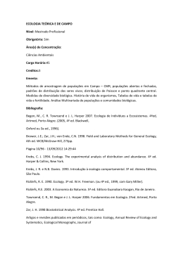ECOLOGIA TE&Oacute;RICA E DE CAMPO N&iacute;vel: Mestrado Profissional