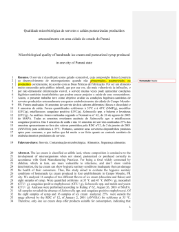 Qualidade microbiol&oacute;gica de sorvetes e caldas pasteurizadas