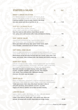 Carta Comidas Purobeach Lakeside