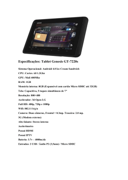 Especifica&ccedil;&otilde;es: Tablet Genesis GT