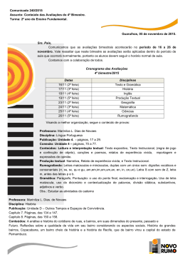 Guarulhos, 05 de novembro de 2015. Srs. Pais, Comunicamos que