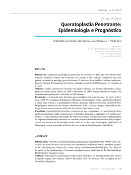 Queratoplastia Penetrante: Epidemiologia e Prognóstico