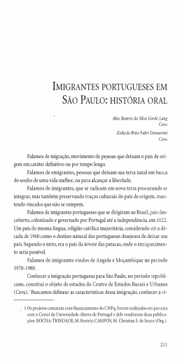 imigrantes portugueses em são paulo: história oral