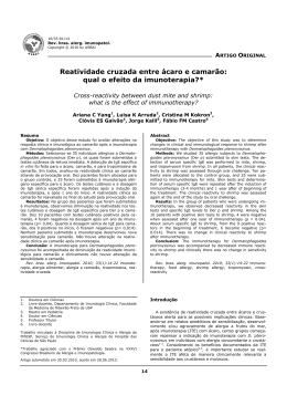 Reatividade cruzada entre &aacute;caro e camar&atilde;o - ASBAI