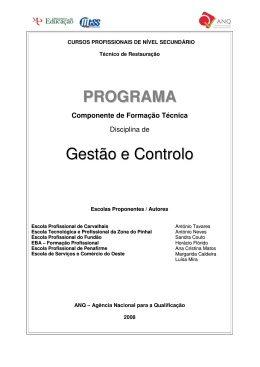 PROGRAMA Gest&atilde;o e Controlo