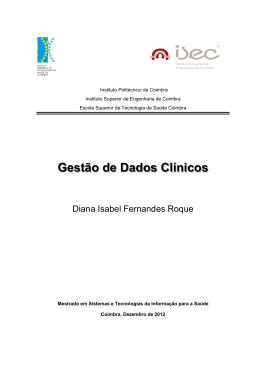Gest&atilde;o de Dados Cl&iacute;nicos - Instituto Superior de Engenharia de