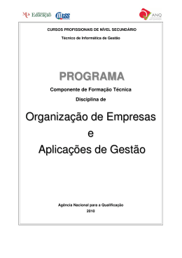PROGRAMA Organiza&ccedil;&atilde;o de Empresas e Aplica&ccedil;&otilde;es de Gest&atilde;o