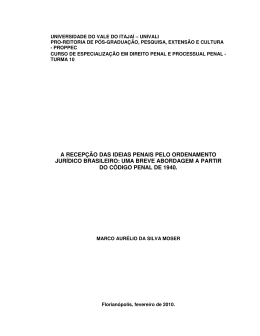 a recep&ccedil;&atilde;o das ideias penais pelo ordenamento jur&iacute;dico