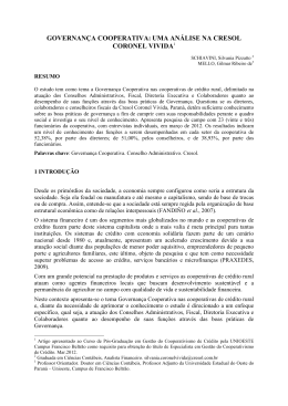 SCHIAVINI, Silvania Pizzatto. GOVERNAN&Ccedil;A COOPERATIVA