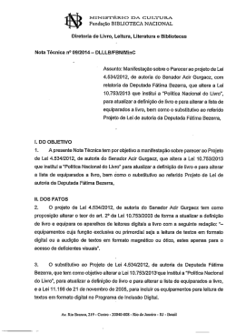 Funda&ccedil;&atilde;o BIBLIOTECA NACIONAL Diretoria de Livro, Leitura