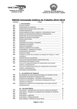 &Iacute;NDICE Conven&ccedil;&atilde;o Coletiva de Trabalho 2015/2016