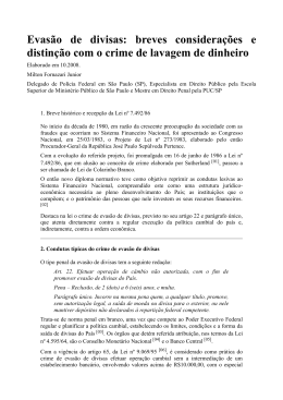 Evas&atilde;o de divisas: breves considera&ccedil;&otilde;es e distin&ccedil;&atilde;o com o crime