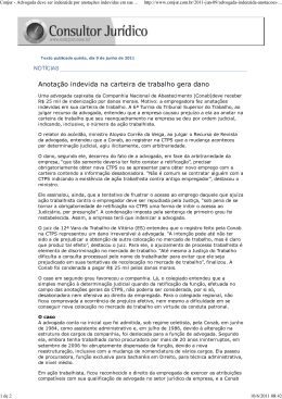 Advogada deve ser indenzida por anota&ccedil;&otilde;es indevidas em