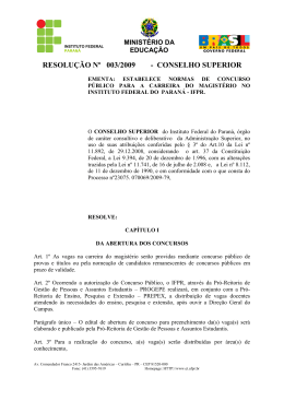 RESOLU&Ccedil;&Atilde;O N&ordm; 003/2009 - CONSELHO SUPERIOR