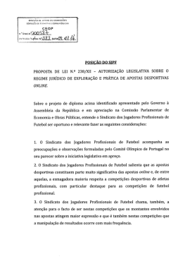 Parecer SJPF – Sindicato dos Jogadores