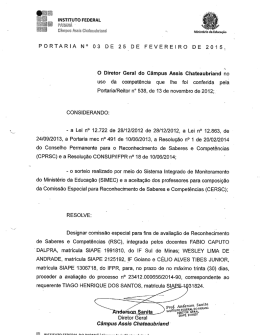 Portaria 03-2015 &ndash; Comiss&atilde;o RSC Tiago Henrique dos Santos