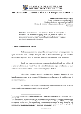 Recurso especial: ordem p&uacute;blica e prequestionamento