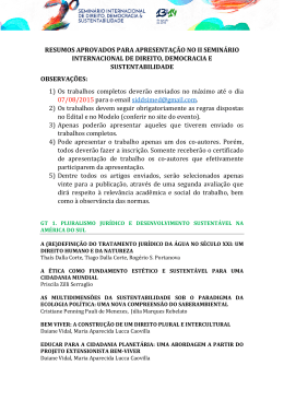 resumos aprovados para apresenta&ccedil;&atilde;o no ii semin&aacute;rio