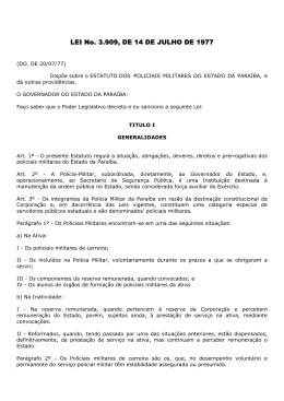 Estatuto Dos Policiais Militares da Para&iacute;ba