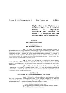 Lei Org&acirc;nica da Pol&iacute;cia Civil - SINDEPOL-PB