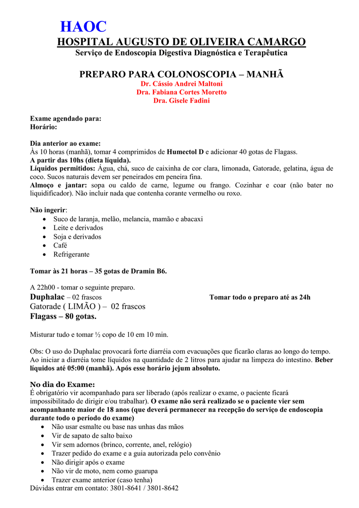 Dieta liquida para exame de colonoscopia