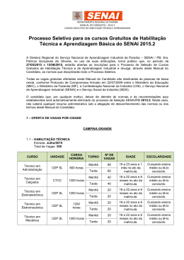 Processo Seletivo para os cursos Gratuitos de Habilita&ccedil;&atilde;o T&eacute;cnica e