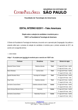 EDITAL INTERNO 02/2011 &ndash; Fatec Americana