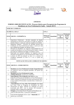 ANEXO II FORMUL&Aacute;RIO DE PONTUA&Ccedil;&Atilde;O