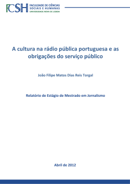 A cultura na r&aacute;dio p&uacute;blica portuguesa e as obriga&ccedil;&otilde;es do servi&ccedil;o