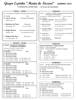 Grupo Esp&iacute;rita &ldquo;Maria de Nazar&eacute;&rdquo;&ndash; JANEIRO / 2015