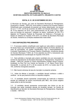 Edital n&ordm; 01/2014 - Prefeitura de Aracaju