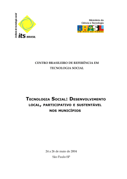 desenvolvimento local, participativo e sustent&aacute;vel nos